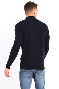 Zip Knitted Polo Navy