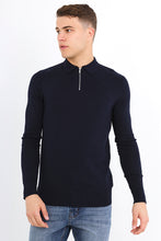 Load image into Gallery viewer, Zip Knitted Polo Navy
