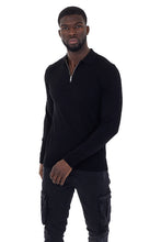 Load image into Gallery viewer, Zip Knitted Polo Black