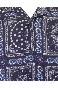 Paisley Silky Long Sleeve Shirt Navy
