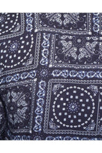 Load image into Gallery viewer, Paisley Silky Long Sleeve Shirt Navy