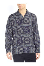 Load image into Gallery viewer, Paisley Silky Long Sleeve Shirt Navy