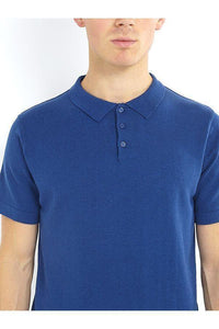 Polos - Lightweight Knitted Polo Short Sleeve French Blue