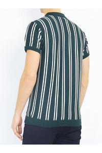 Polos - Vertical Stripe Knitted Polo Short Sleeve Green