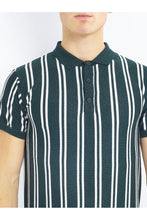 Load image into Gallery viewer, Polos - Vertical Stripe Knitted Polo Short Sleeve Green