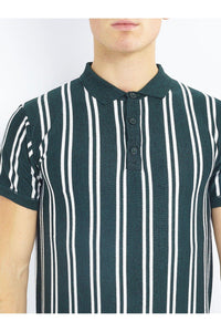 Polos - Vertical Stripe Knitted Polo Short Sleeve Green