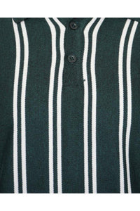 Polos - Vertical Stripe Knitted Polo Short Sleeve Green