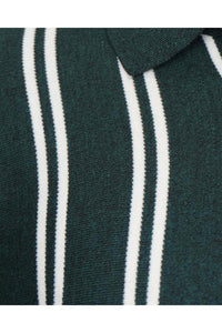 Polos - Vertical Stripe Knitted Polo Short Sleeve Green