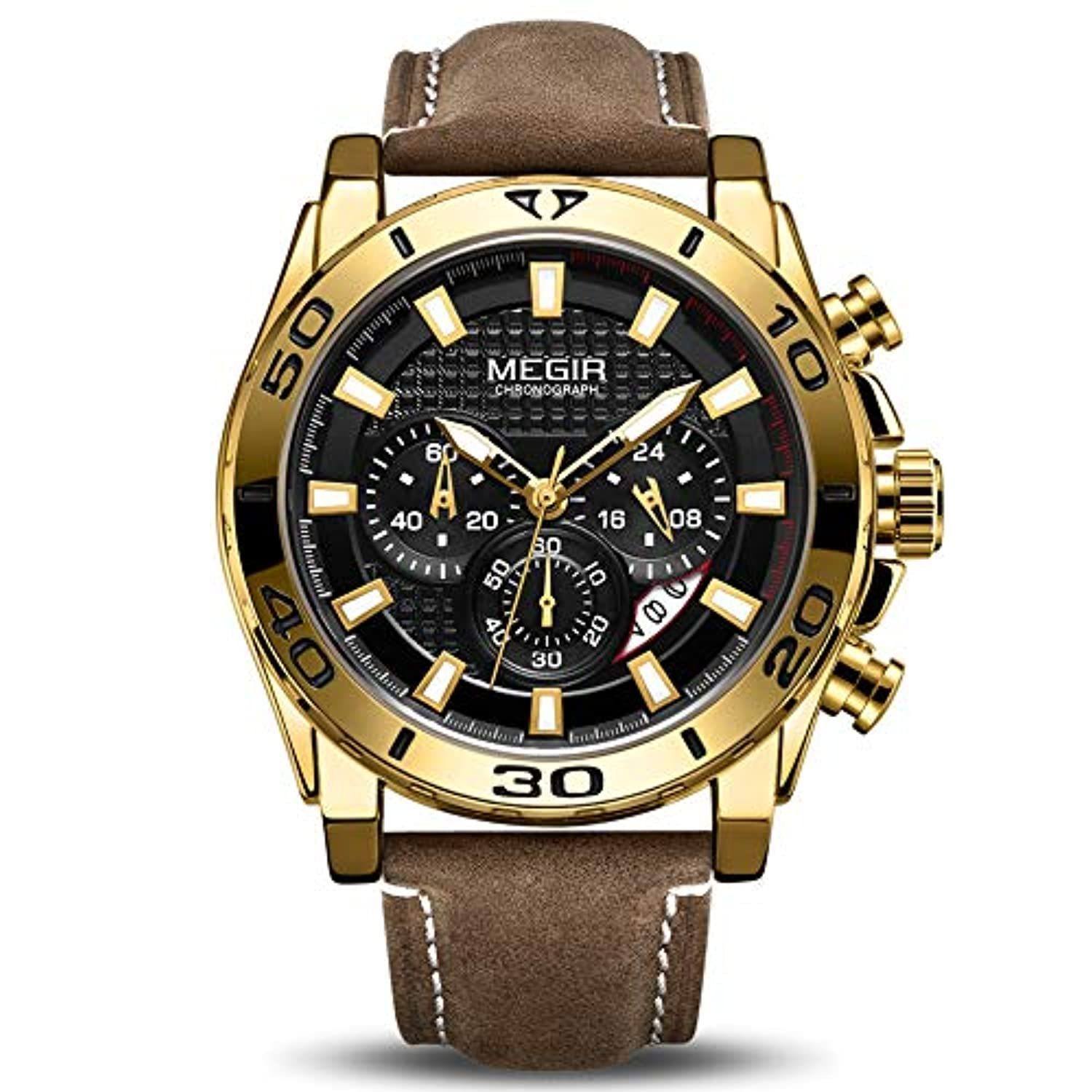 Racing Watch Leather Gold