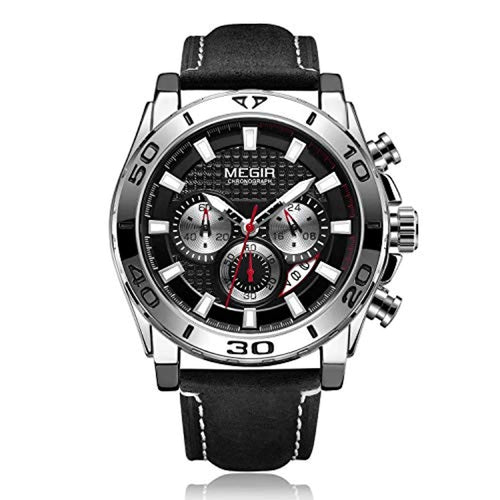 Racing Watch Leather Sliver