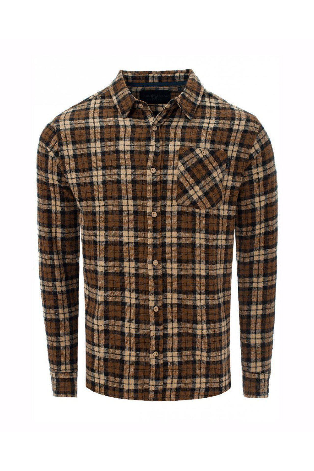 Soft Flannel Shirt Check Brown