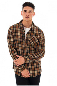 Soft Flannel Shirt Check Brown