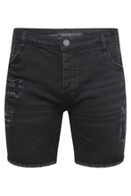 Load image into Gallery viewer, Shorts - Distressed Denim Shorts Black