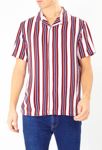 Soft Feel Vertical Stripe Shirt Burg