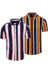 Soft Feel Vertical Stripe Shirt Navy / White