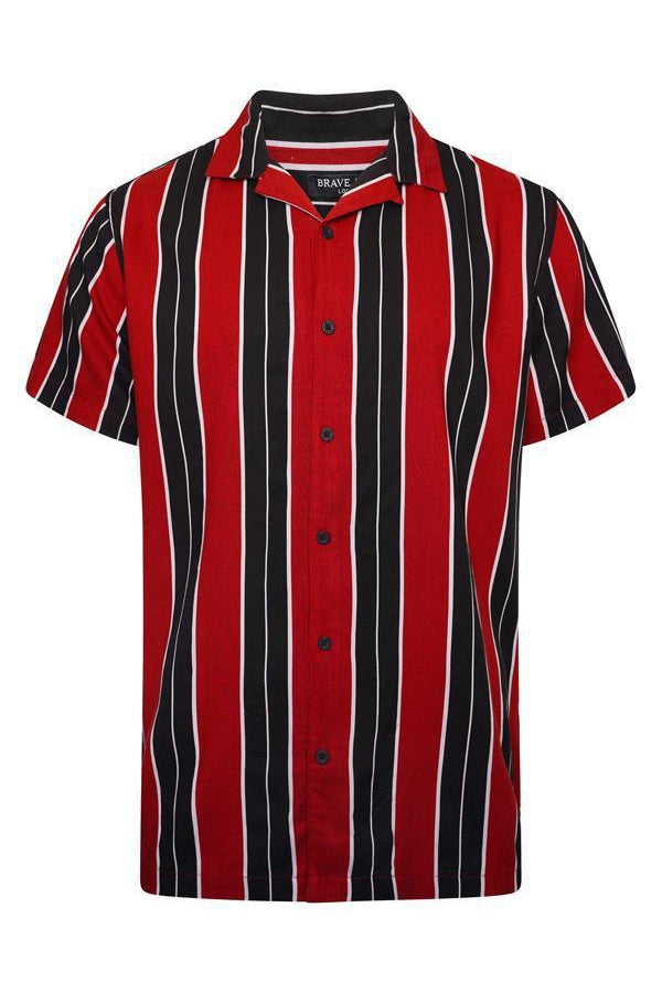 Soft Feel Vertical Stripe Shirt Red