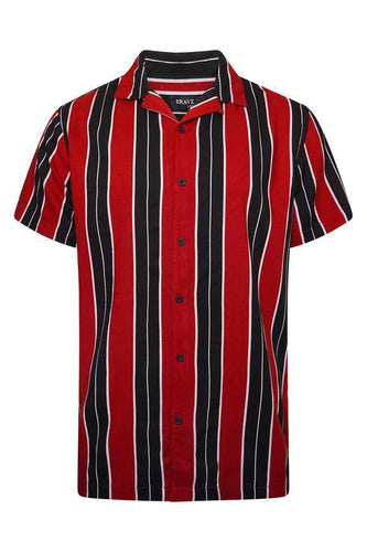 Soft Feel Vertical Stripe Shirt Red