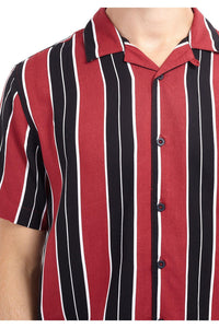 Soft Feel Vertical Stripe Shirt Red
