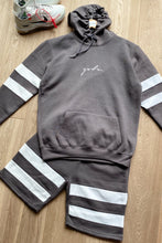 Load image into Gallery viewer, Hoodie &amp; Shorts Set Stripe Ash Grey
