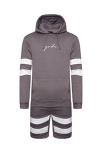 Load image into Gallery viewer, Hoodie &amp; Shorts Set Stripe Ash Grey