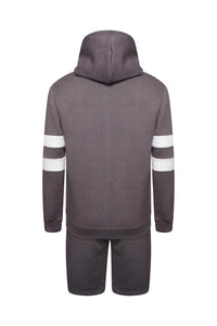 Hoodie & Shorts Set Stripe Ash Grey