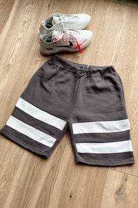 Hoodie & Shorts Set Stripe Ash Grey