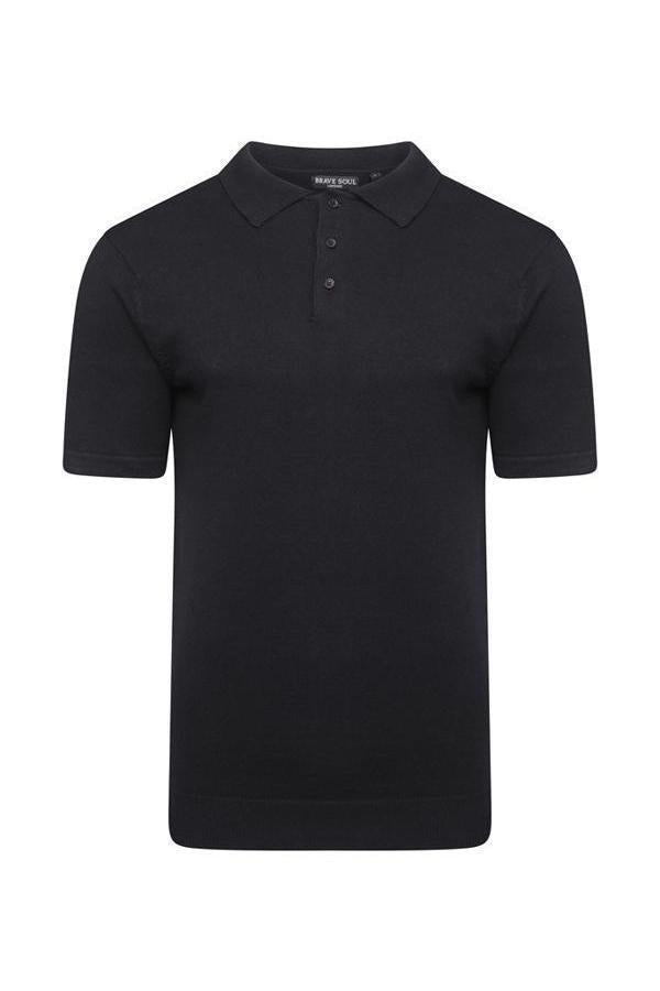 T-Shirts - Lightweight Knitted Polo Short Sleeve Black