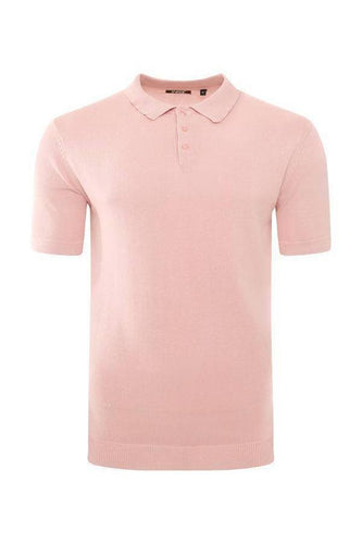 T-Shirts - Lightweight Knitted Polo Short Sleeve Dusty Pink