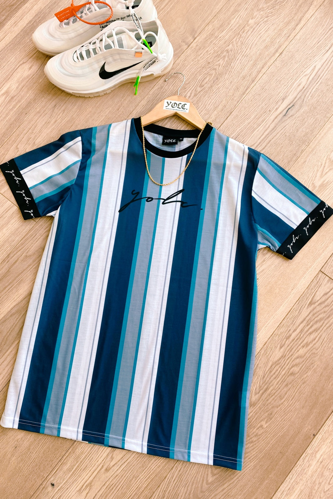 Signature Stripe T-Shirt Navy/ Silver