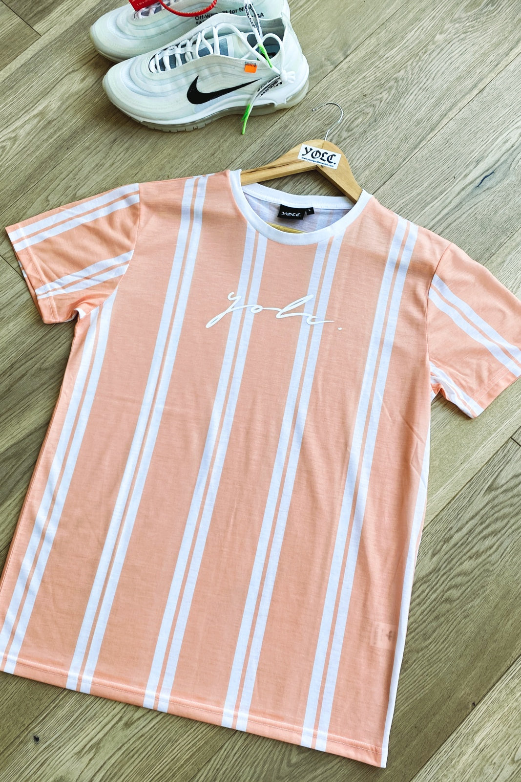 Signature Stripe T-Shirt Peach/ White