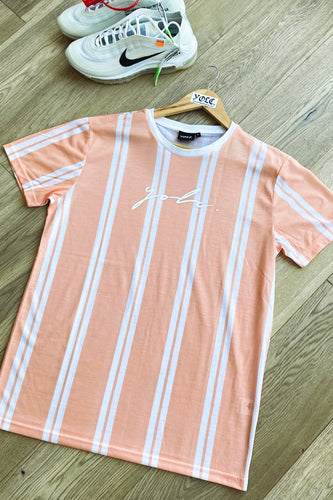 Signature Stripe T-Shirt Peach/ White