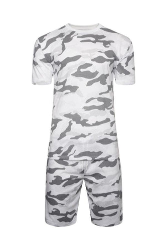 Tee & Shorts Set Camo White