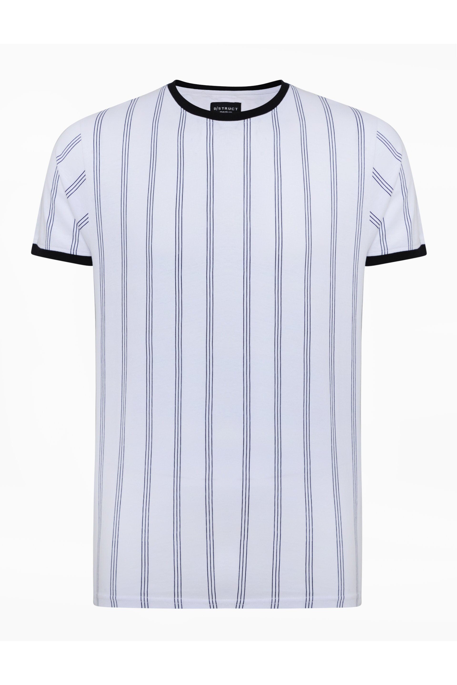 Vertical Stripe T-Shirt Double White