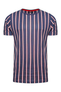 T-Shirts - Vertical Stripe T-Shirt Navy/ Red