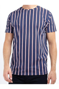 T-Shirts - Vertical Stripe T-Shirt Navy/ Red