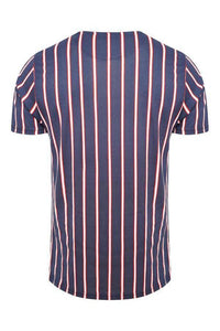 T-Shirts - Vertical Stripe T-Shirt Navy/ Red
