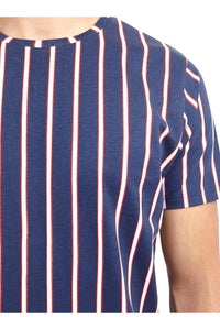 T-Shirts - Vertical Stripe T-Shirt Navy/ Red