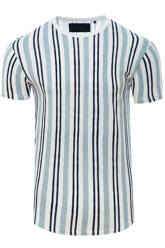 T-Shirts - Vertical Stripe T-Shirt Sky Blue