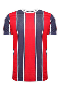 T-Shirts - Wide Vertical Stripe T-Shirt Navy/ Red